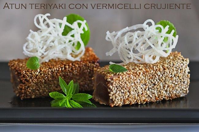 Atún Teriyaki con vermicelli crujiente
