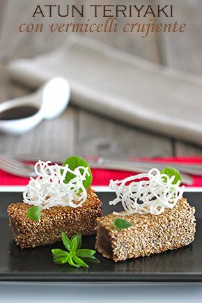 Atún Teriyaki con vermicelli crujiente