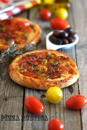 Pizza rústica de tomate cherry