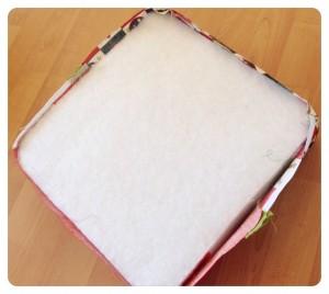 El cojin dentro de la "Caja" de Tela