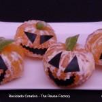 Mandarinas convertidas en calabazas de Halloween