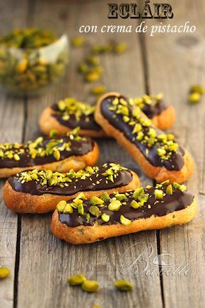 Ecláir con crema de pistacho