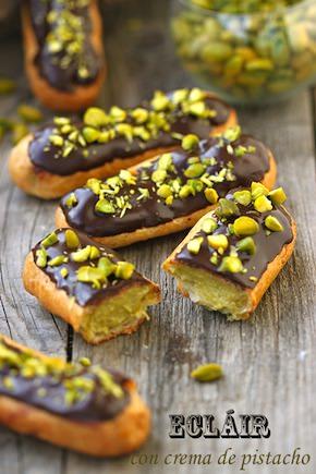 Ecláir con crema de pistacho