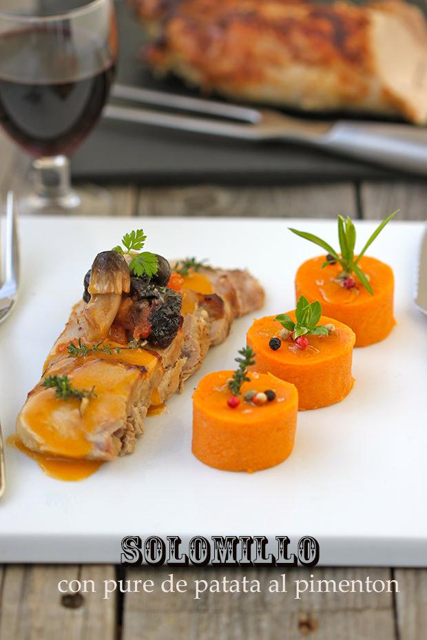 Solomillo de cerdo ibérico con puré de patata al pimentón