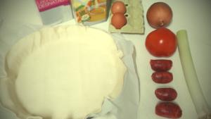 Tarta de cebolla con chorizo - ingredientes