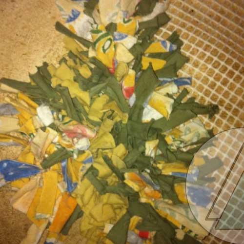 alfombra con camisetas