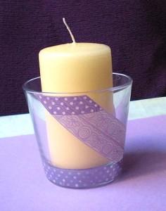 Vaso de cristal decorado con Washi Tape