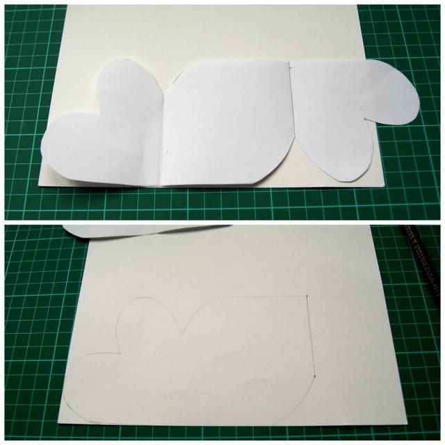 tarjeta de corazones calcamos sobre blanco