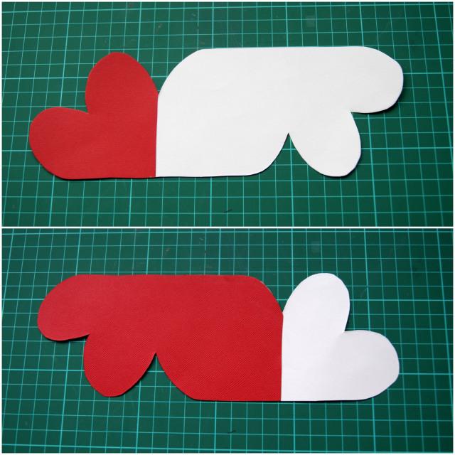 tarjeta de corazones por delante y por detras