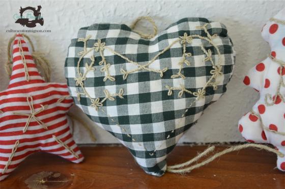 corazon tela navidad verde