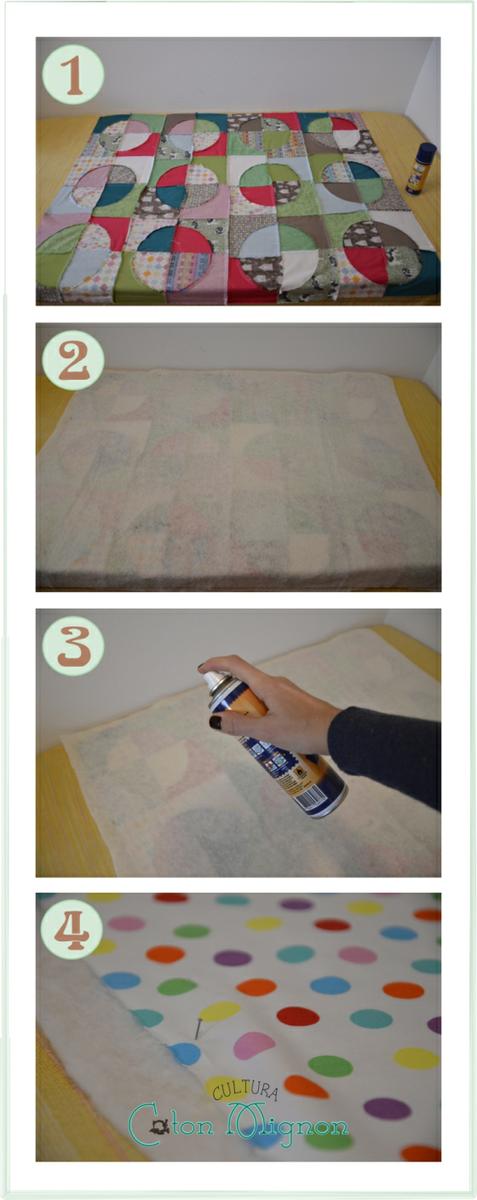 Union de piezas del quilt con spray