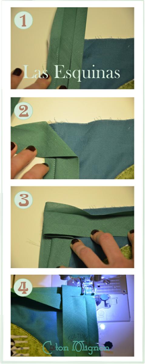 Las esquinas de un bies quilt cultura coton mignon