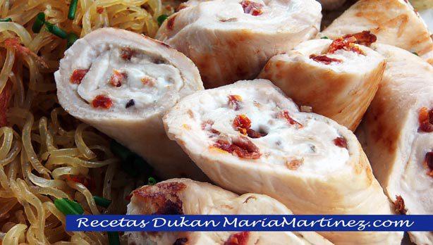 Rollitos de Pollo Dukan, rellenos de queso y tomate seco (Ataque)