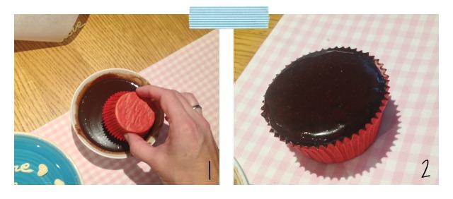 Bañar cupcakes en chocolate