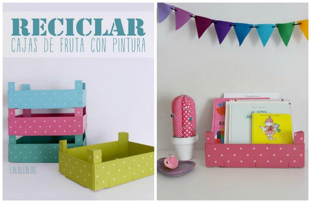 reciclar cajas de fresas con pintura con libros laloleblog
