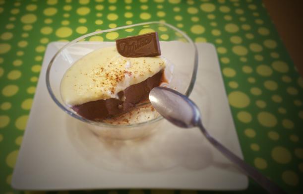 Pannacotta de cacao con platano sin azucar