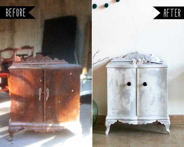 antes y despues de dos mesitas - before and after bedside