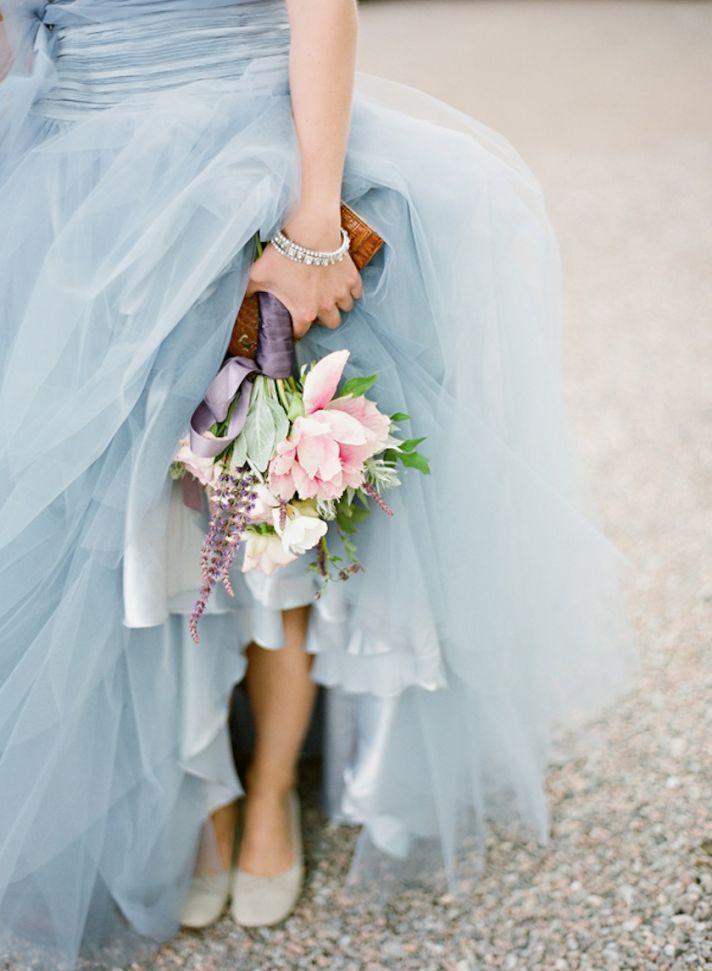 Vestido de novia azul pastel