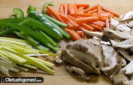 Ternera con bambú y setas