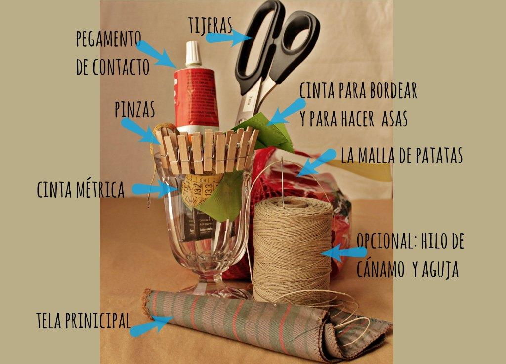 materiales para reciclar malla de patatas