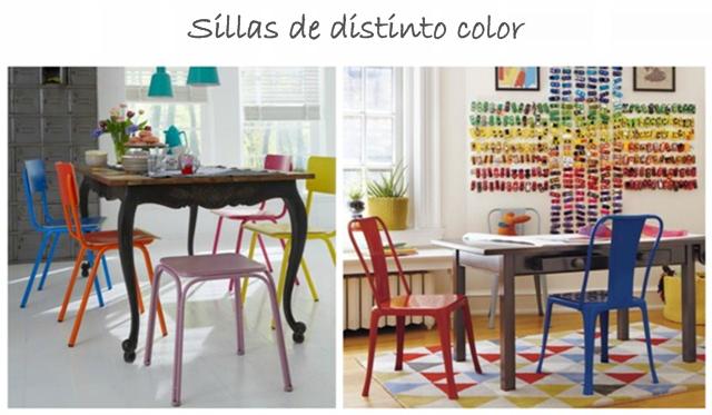 Sillas de distinto color