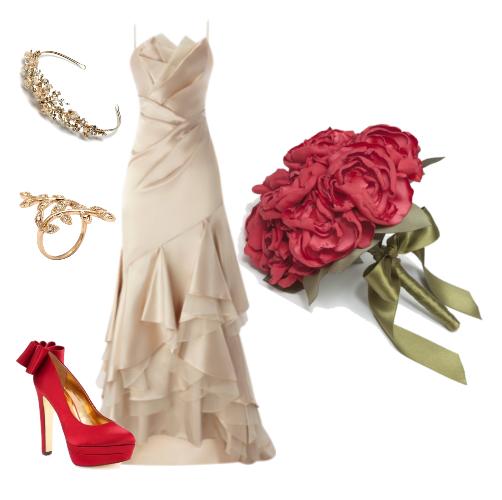 ramo de novia de peonías rojas