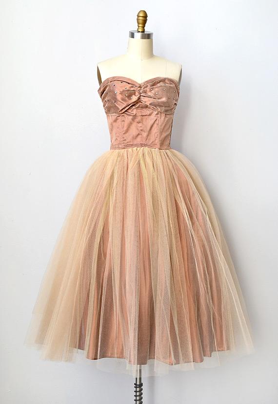 prom dress pink vintage 50