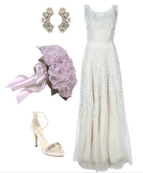 Look de novia original con ramo de novia de Blanca Blanco