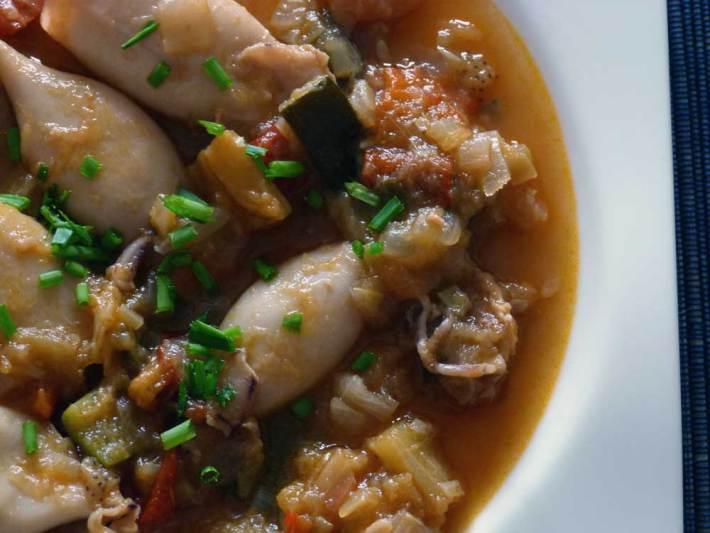 Chipirones con pisto