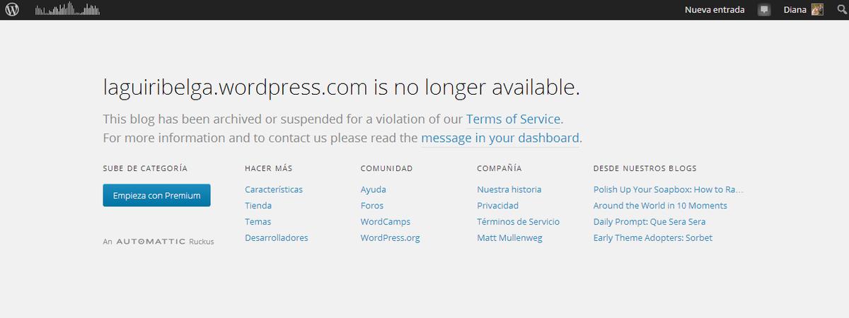 wordpress ha suspendido mi blog