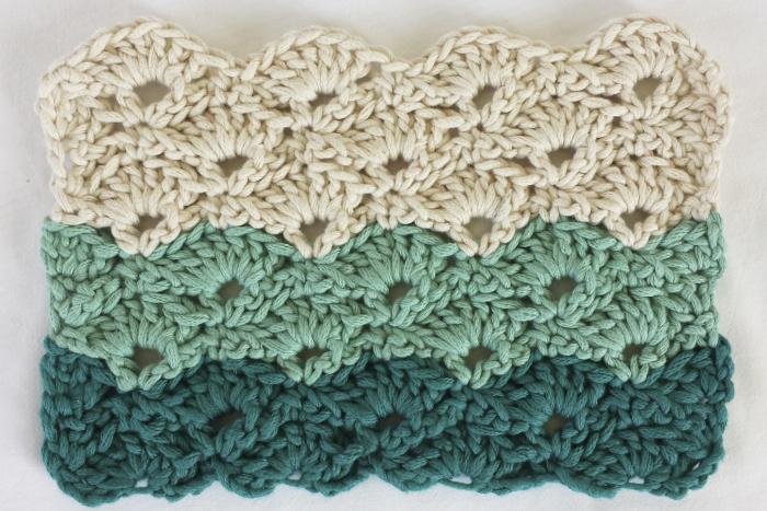 Muestra de pieza de ganchillo a punto abanico