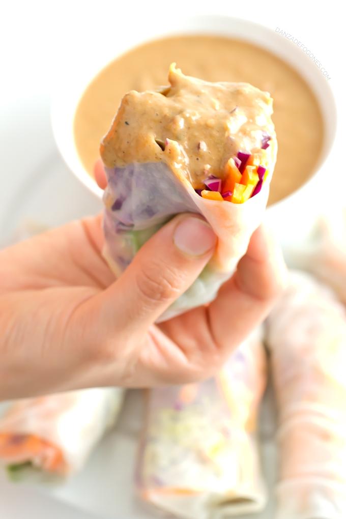 Rollitos de verano con salsa de tahini - danzadefogones