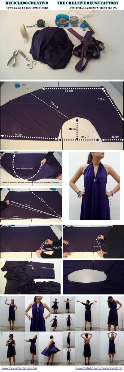 Cómo hacer un vestido sin dar una sola puntada. How to make a dress without sewing - Rosa Montesa