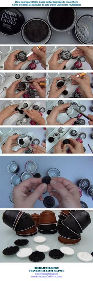 How to prepare Dolce Gusto coffee capsules - Cómo preparar las cápsulas de café Dolce Gusto Coffee, Capsules, Dolce Gusto, Café, Cápsulas, reciclado, recycled, recycling, upcycling
