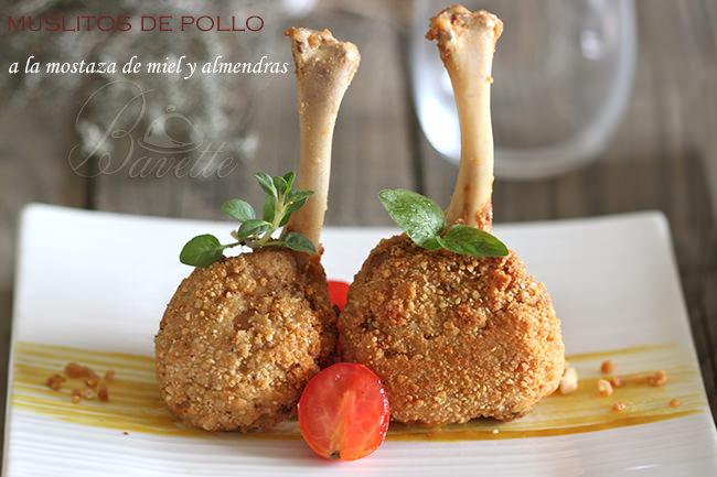 Pollo rebozado con mostaza a la miel y almendra