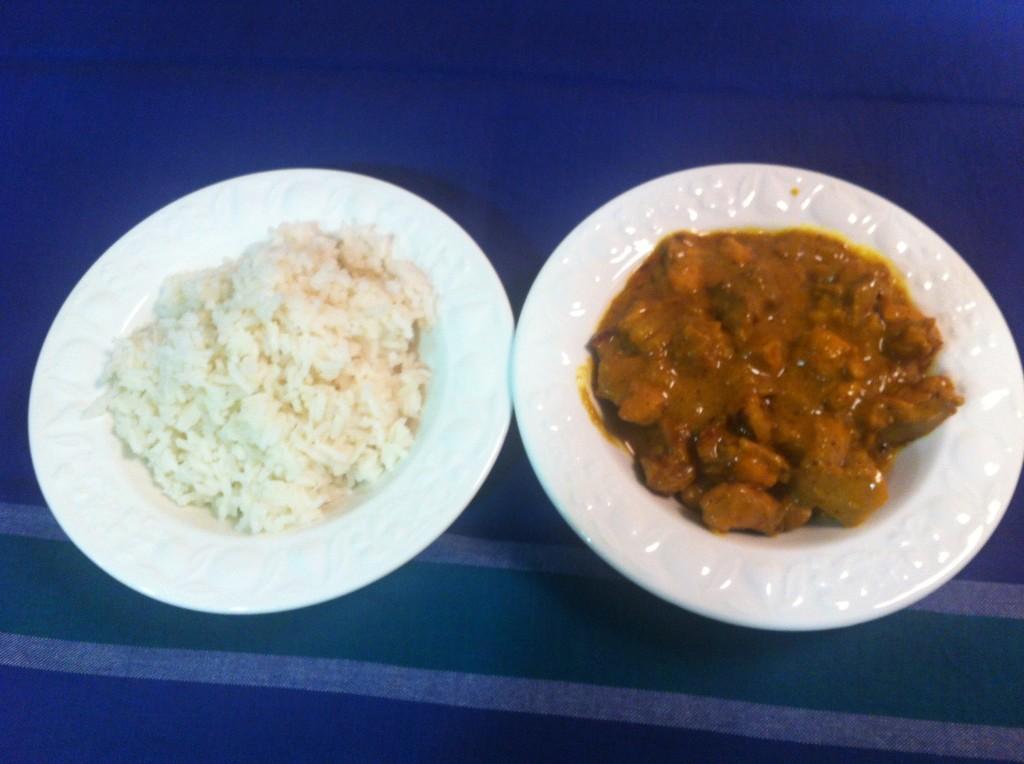 Receta de pollo al curry con arroz basmati
