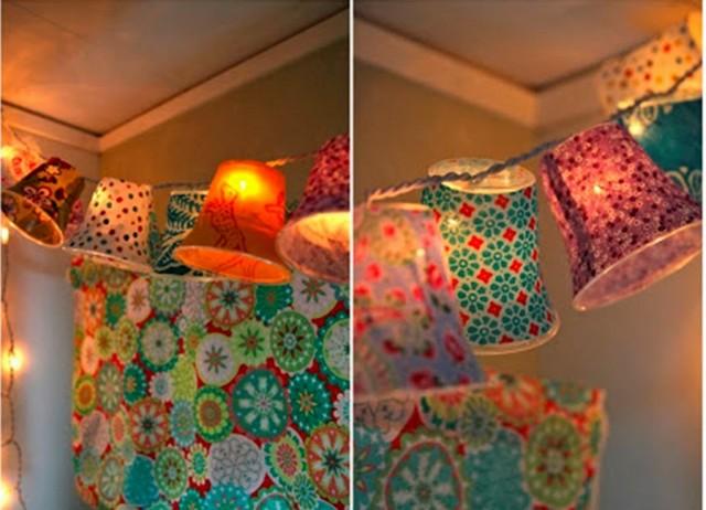 Como hacer guirnaldas de lamparas para decorar 3