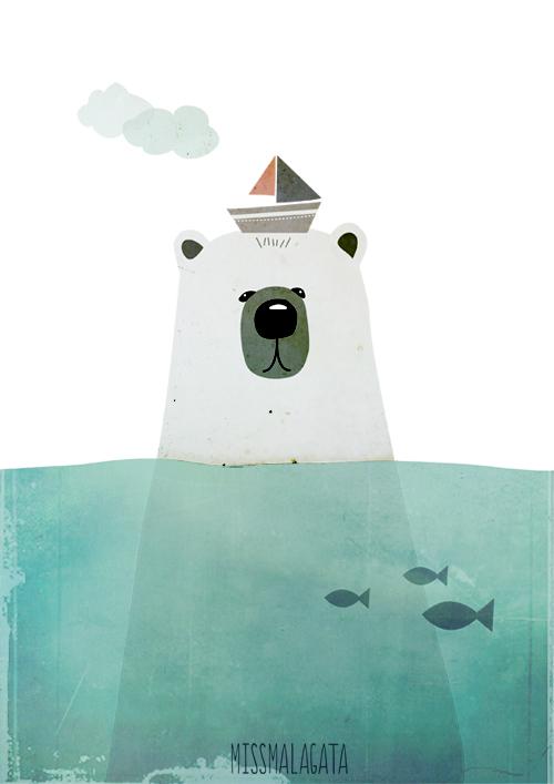 Ilustración oso polar miss malagata