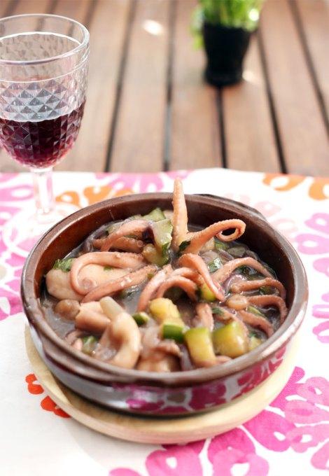 Pulpitos al vino tinto