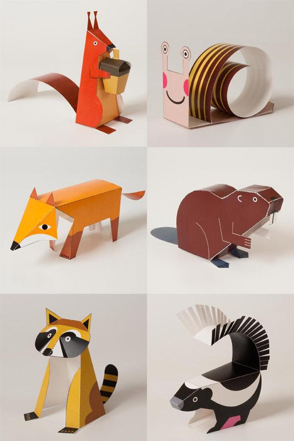 paper toys animales del bosque