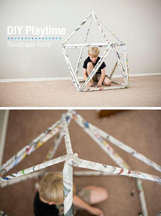 DIY newspaper forts