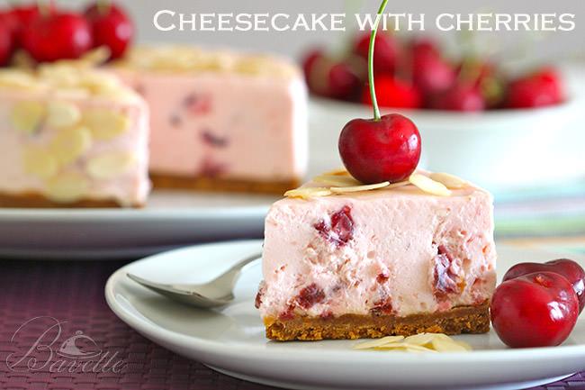 Cheesecake de cerezas en almíbar