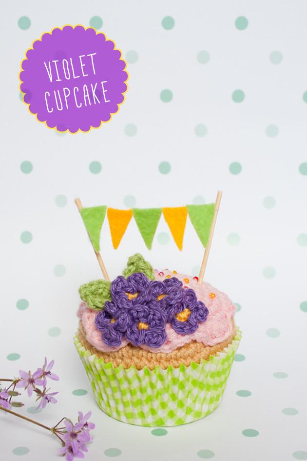 Violet crochet cupcake by 