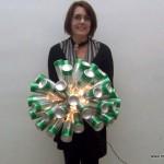 Lámpara realizada con 50 botellas de cerveza recicladas. #yotambienquierouna Reciclado Creativo. Rosa Montesa