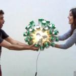 Lámpara realizada con 50 botellas de cerveza recicladas. #yotambienquierouna Reciclado Creativo. Rosa Montesa