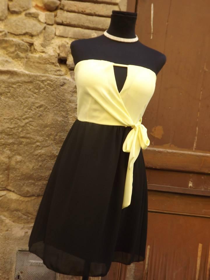 outfit vestido amarillo y negro
