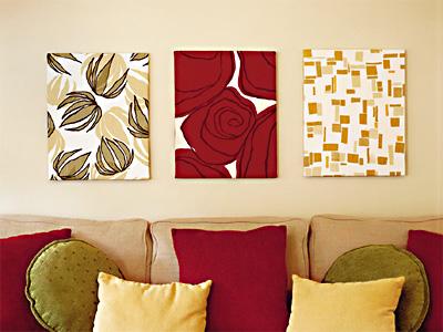 pared decorada con tela