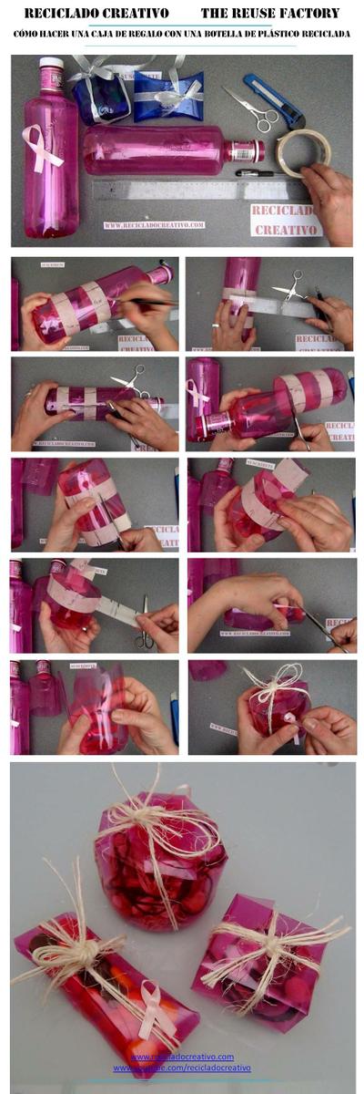 Cómo hacer unacaja bombonera con la base de una botella de plástico reciclada