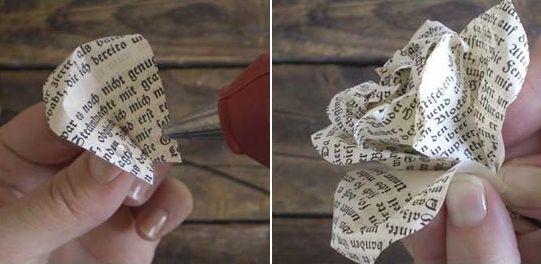 rosas de papel de periodico
