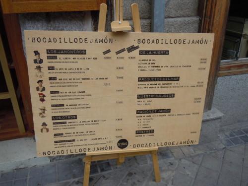 Menú bocadillos de jamón y champán